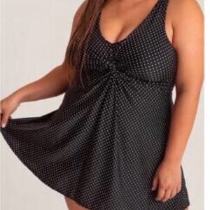 Empetua swim knot front dress Black Polka Dot Dress size XL NWOT